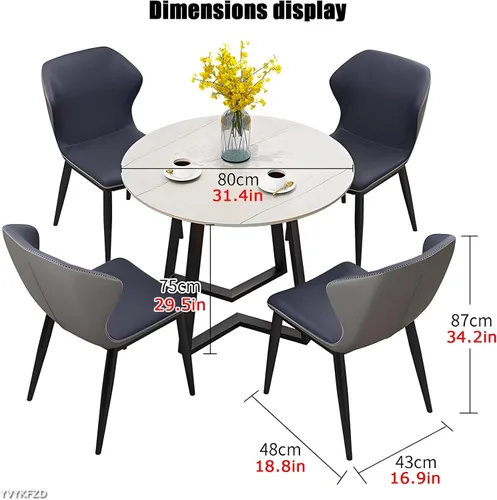 Vista 2 de YVYKFZD 5 Piece Kitchen Dining Table Set, Office Reception Room Club Table and Chair Set, Small Round Conference Table, Simple Coffee Table