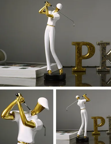 Vista 4 de HAUCOZE Estatuilla de golfista Estatua de Golf Escultura Moderna Decoración