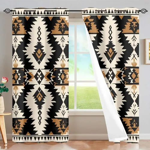 Vista 54 de Dreaweet African Tribal Blackout Curtains 63 Inch Long 2 Panels Set Bohemian Ethnic Geometric Grommet Top Thermal Insulated Curtains for Living Room