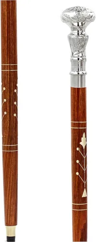 Vista 13 de Bastones de lujo Bastón hecho a mano de palisandro con barras decorativas cromadas de latón macizo Nagina International