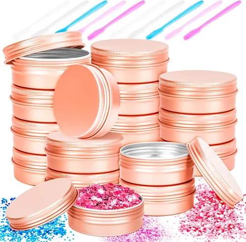 Vista 12 de 16 paquetes de tarros de aluminio de 2 onzas, latas metálicas de 60 ml, tarros de aluminio de 2 onzas con tapa de rosca para barras de loción