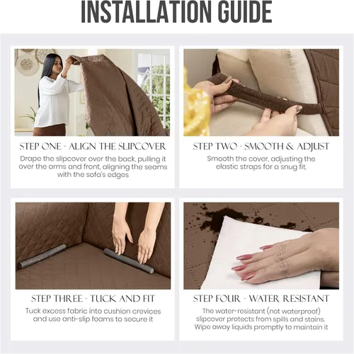 Vista 8 de Utopia Bedding - Funda reversible para sofá, resistente al agua, protector de muebles con tubos de espuma y correas elásticas para niños, perros