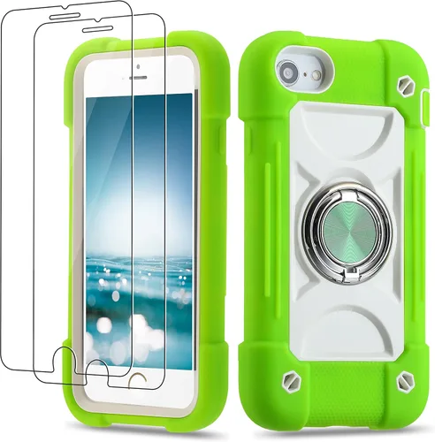 Vista 77 de Funda para iPhone Se3/iPhone Se2, iPhone 6/6S, iPhone 7/iPhone 8 de 4.7 pulgadas con soporte de anillo, con 2 protectores de pantalla resistentes