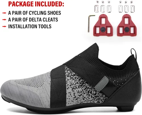 Vista 2 de Zapatos de ciclismo unisex compatibles con Peloton Bike y SPD Indoor Road Riding Ciclismo Zapatos de bicicleta con tacos Delta incluidos