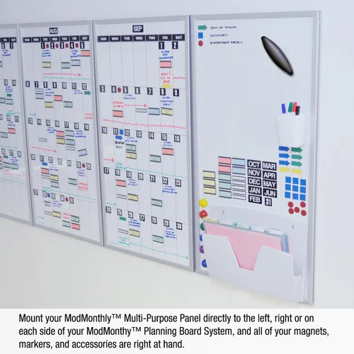 Vista 5 de Ultimate Office Panel magnético multiusos de borrado en seco, el tablero perfecto para calendarios de planificación mensual modular (1 cada uno)