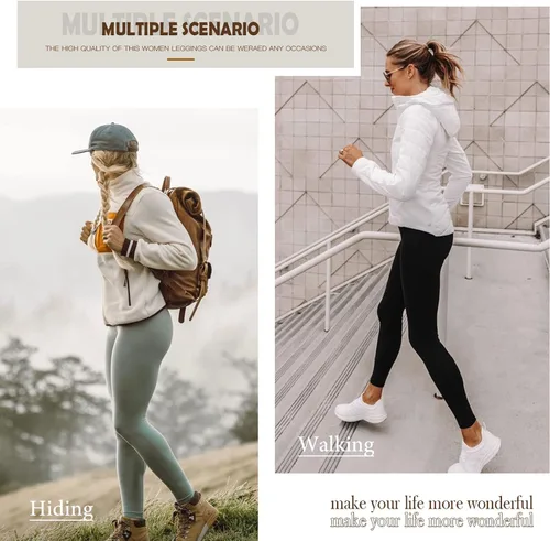 Vista 5 de Zooshum Leggings coloridos para mujer, con control de abdomen, pantalones de yoga de cintura alta, mallas de levantamiento de glúteos, leggings