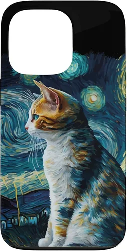 Vista 10 de Lindo Van Gogh Starry Night Cat Calico Cat Lover - Carcasa divertida para iPhone 17