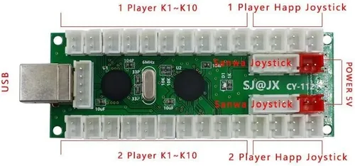 Vista 2 de SJJX 2 Jugadores Arcade Juego DIY Kit USB Codificador Controlador Botón Joystick Para Retro Pie Raspberry Pi MAME PC