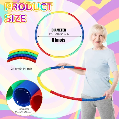 Vista 2 de Poen Juego de 16 piezas desmontables de aro y cuerda de saltar ajustable para niños, equipo de cuerda de saltar para fitness, adolescentes, adultos