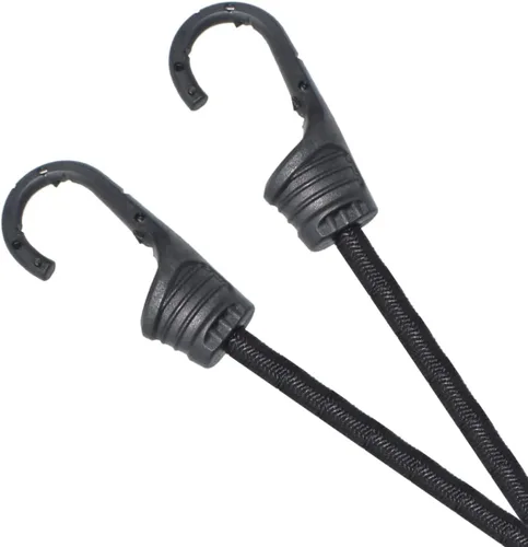Vista 8 de Cuerdas elásticas de 12 pulgadas con ganchos, correas elásticas negras para camping, bicicleta, vagón plegable, maletero, etc.