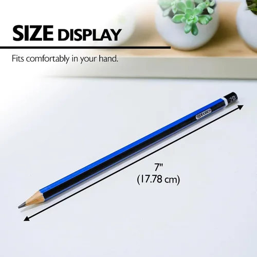 Vista 2 de BAZIC PRODUCTS Lápices de madera prémium #2B, 12 unidades, para dibujo Grafito #2B más suave para líneas oscuras y llamativas, barril de madera