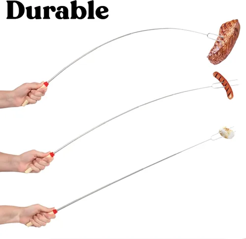 Vista 8 de Zulay - Varillas de malvavisco resistentes para hoguera extra largas – Kit de palos de olor para hoguera – Brochetas para asar malvaviscos – Tenedor
