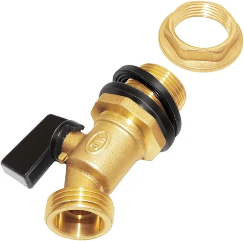 Vista 6 de Joywayus - Válvula de cuarto de vuelta de bola de 3/4 pulgadas roscada de latón para contenedor de agua/barril de lluvia con montaje de mamparo
