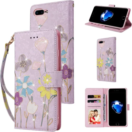 Vista 19 de UEEBAI Funda tipo cartera para iPhone SE 2022 5G/iPhone 7/iPhone 8/iPhone SE 2020, funda de piel sintética con función atril y bloqueo RFID, funda
