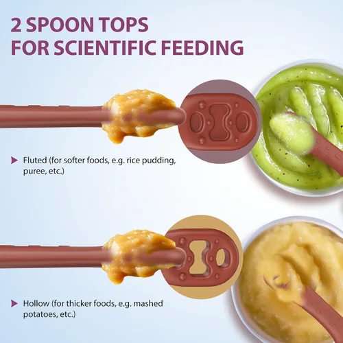 Vista 3 de akolik Cucharas para bebé, suministros de destete LED para recién nacidos, cucharas de silicona para masticar bebés, utensilios para hacer puré