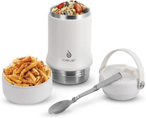 Vista 15 de Ideus Termo de sopa con cuchara plegable y cuenco de 20 onzas, lonchera Bento todo en uno aislada de acero inoxidable a prueba de fugas, contenedor