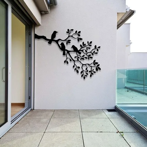 Vista 5 de Arte de pared de pájaro de metal, pájaros en rama, ramas metálicas, arte de pared de rama de árbol de metal, arte de pared de metal, arte de pared