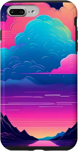 Vista 9 de iPhone 15 Colorful Retro Vaporwave Landscape Synthwave Case