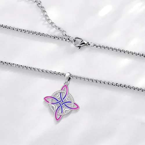Vista 147 de Collar de pentagrama de plata de ley con triple luna, diosa celta, nudo celta, nudo de brujas, Ankh, sol y luna, Hécate, lilith, Santa Muerte