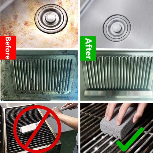 Vista 4 de Bloque de ladrillos de limpieza para plancha, limpieza de parrilla resistente, ladrillos de piedra, cocinas de parte superior plana, limpiador