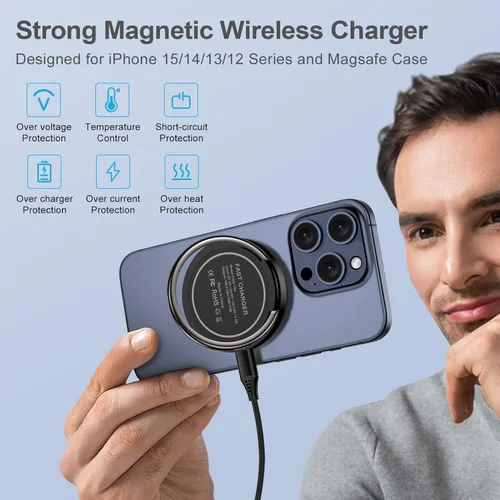 Vista 5 de Cargador inalámbrico S24 Ultra Wireless Pad de carga rápida para Galaxy S24+/S24/S23+/S22/S21/S20/Z Flip 5, Google Pixel 8Pro/8a/7/6, paquete de 2