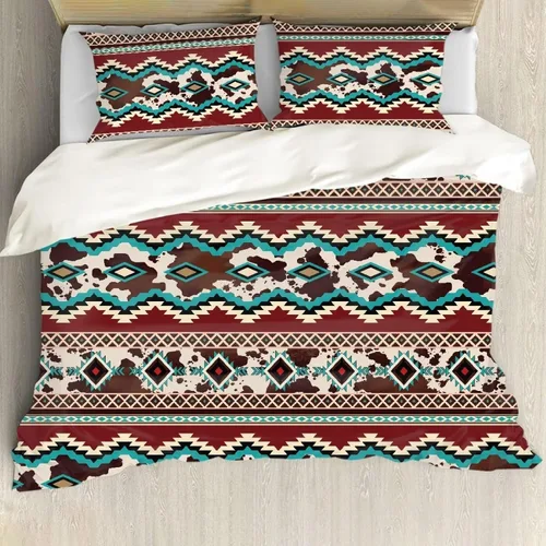 Vista 22 de ZFRXIGN Southwester - Juego de ropa de cama para mujeres y hombres, funda de edredón de estilo indio nativo americano, tamaño individual, 1 funda