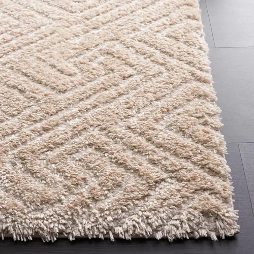 Vista 5 de SAFAVIEH Tahoe Shag Collection - Alfombra de pasillo, 2 x 9 pies, color beige, diseño geométrico, felpa de 1.2 pulgadas de grosor, ideal para zonas