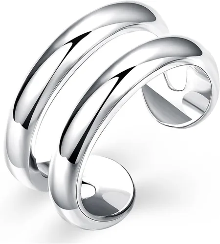 Vista 93 de Anillo de plata de ley 925, minimalista, ajustable, hecho a mano, para mujeres y niñas