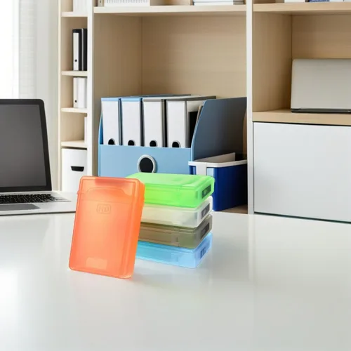 Vista 8 de 5 fundas protectoras para disco duro con plástico duradero a prueba de golpes y caja de almacenamiento estática en blanco, verde y gris para una