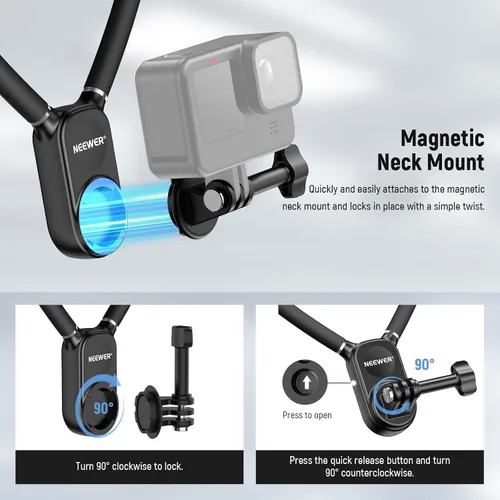 Vista 4 de NEEWER - Soporte magnético para cámara de acción, soporte magnético de liberación rápida con clip para teléfono compatible con GoPro Hero 13, 12