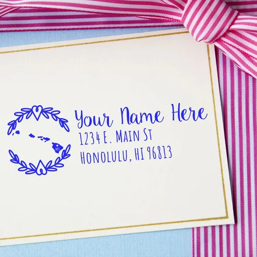 Vista 71 de State of Alabama Wreath Duo Hand Address Stamp - Personalized Rubber Stamp Montaje manual Duo