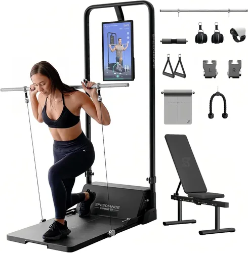 Vista 8 de Speediance Gym Monster Smart Home Gym, máquina de entrenamiento de fuerza multifuncional, estación de entrenamiento de jaula de potencia Smith