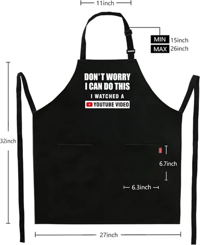 Vista 3 de Kaidouma Delantales Divertidos para Hombres y Mujeres Chef - Delantal Unisex Divertido de Cocina, Parrilla, Barbacoa con 2 Bolsillos - Regalos