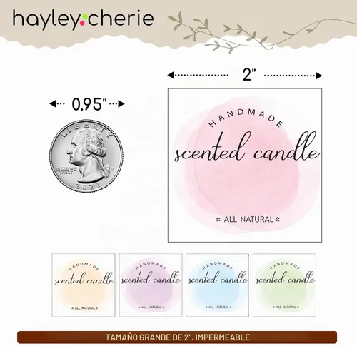 Vista 3 de Etiquetas perfumadas para velas personalizadas (300 piezas) 2 "Etiqueta
