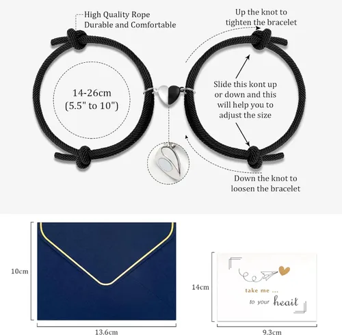Vista 2 de Couples Bracelets Matching Bracelets for Couples Long Distance Couple Bracelets for Girlfriend Boyfriend Best Friend Love Bracelet for Women Men
