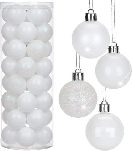 Vista 50 de Adornos de bolas de Navidad negras de 2.36 pulgadas, 25 piezas inastillables, set de adornos de Navidad, bolas de Halloween, adorno negro para árbol