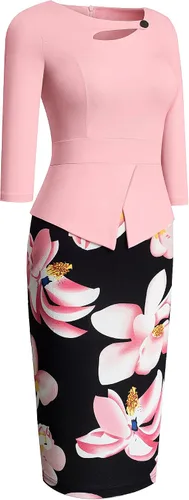 Vista 2 de HOMEYEE B288 - Vestido formal y elegante moderno al cuerpo para mujer