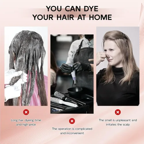 Vista 3 de Champú de tinte para cabello negro para cabello gris para mujeres, champú de color para el cabello para cobertura de canas, ingredientes herbales
