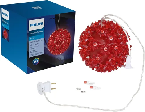 Vista 4 de PHILIPS Lámpara de esfera colgante multicolor de 5.5 pulgadas con 50 bombillas LED, certificación UL para uso en interiores y exteriores, 50 mini