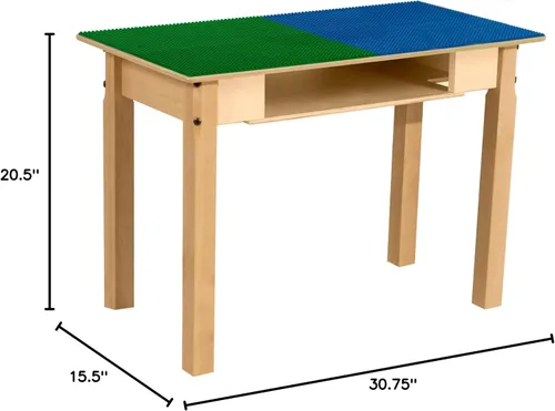 Vista 41 de Contender Time-2-Play - Mesa de madera contrachapada de abedul para niños, color azul y verde, compatible con Lego Montessori con estante para sala
