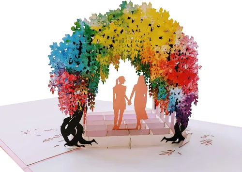 Vista 13 de iGifts And Cards Tarjeta emergente de corazón lesbiana 3D – Escultura de amor es amor para el mes del orgullo, salir y día de San Valentín – Regalo
