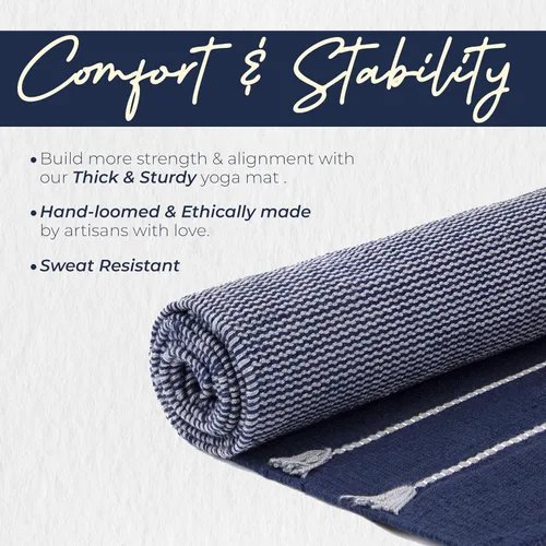 Vista 4 de Y O Gayo Tapete de Yoga Orgánico Hecho a Mano fabricado con 100% Algodón Orgánico Tapete de Yoga - Alfombra de Yoga Natural para Ejercicio