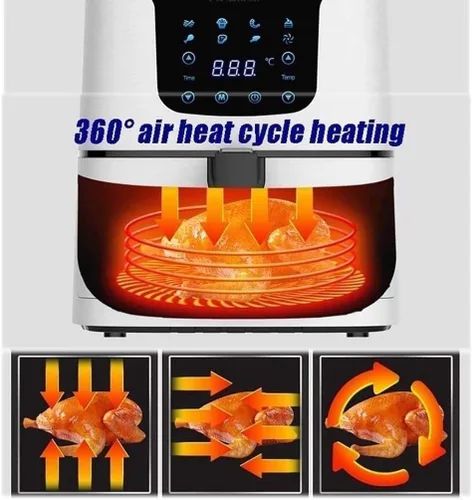 Vista 5 de Freidora de aire, 5.8 cuartos (5.5 litros), freidora eléctrica de aire caliente, horno sin aceite con pantalla digital LCD y olla antiadherente