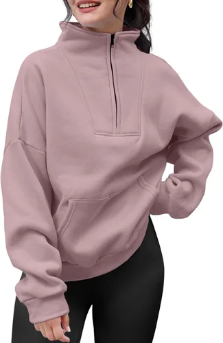 Vista 2 de Trendy Queen Sudaderas con media cremallera, sudaderas con capucha de gran tamaño, suéteres de otoño 2023 Y2K ropa de invierno