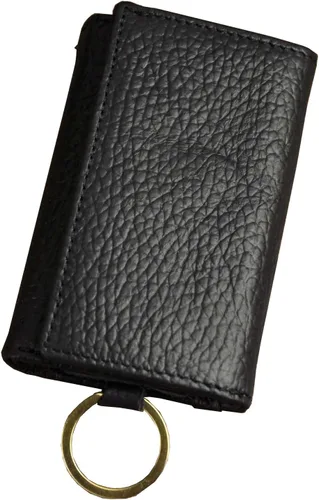 Vista 6 de Le'aokuu Funda de cuero genuino para llave de coche con gancho para monedas, billetera a presión