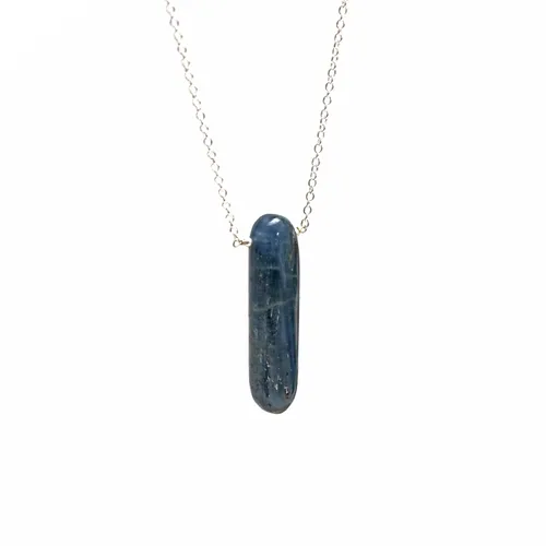 Vista 2 de Gempires Natural Raw Kyanite Pendant Necklace, Handmade Jewelry, 16 + 2 Inch Silver Plated Adjustable Chain (Kyanite)