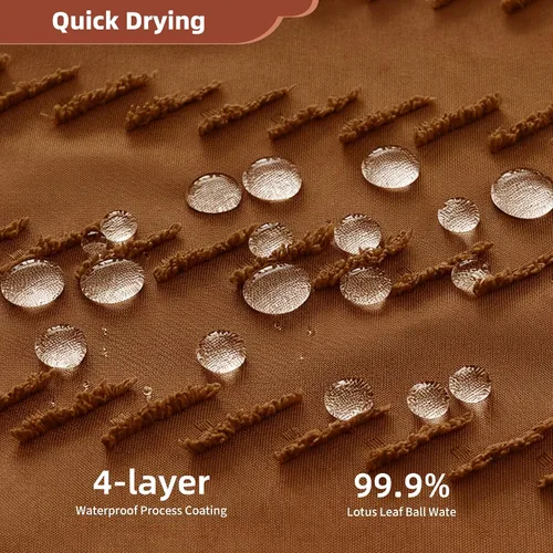 Vista 39 de Cortina de ducha Siiluminisoy de 36x72 beige, cortina de ducha de tela de tamaño pequeño, cortinas de ducha de tela con tufting, diseño chevron a