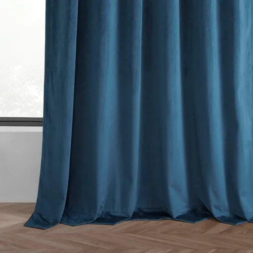 Vista 8 de HPD Half Price Drapes Cortinas Básicas de Terciopelo Deluxe para Oscurecer Habitaciones con Bolsillo para Varilla - Juego de 2 Paneles - Cortinas