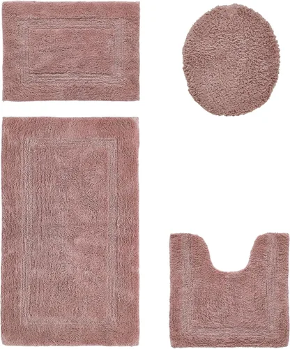 Vista 456 de Better Trends - Juego de 2 alfombras de baño 100% algodón, extra suaves, con borlas, de 17" x 24", alfombra de baño superabsorbente y reversible