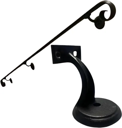 Vista 2 de JM - Soporte de acero fundido resistente para pasamanos, negro mate, paquete de (10)